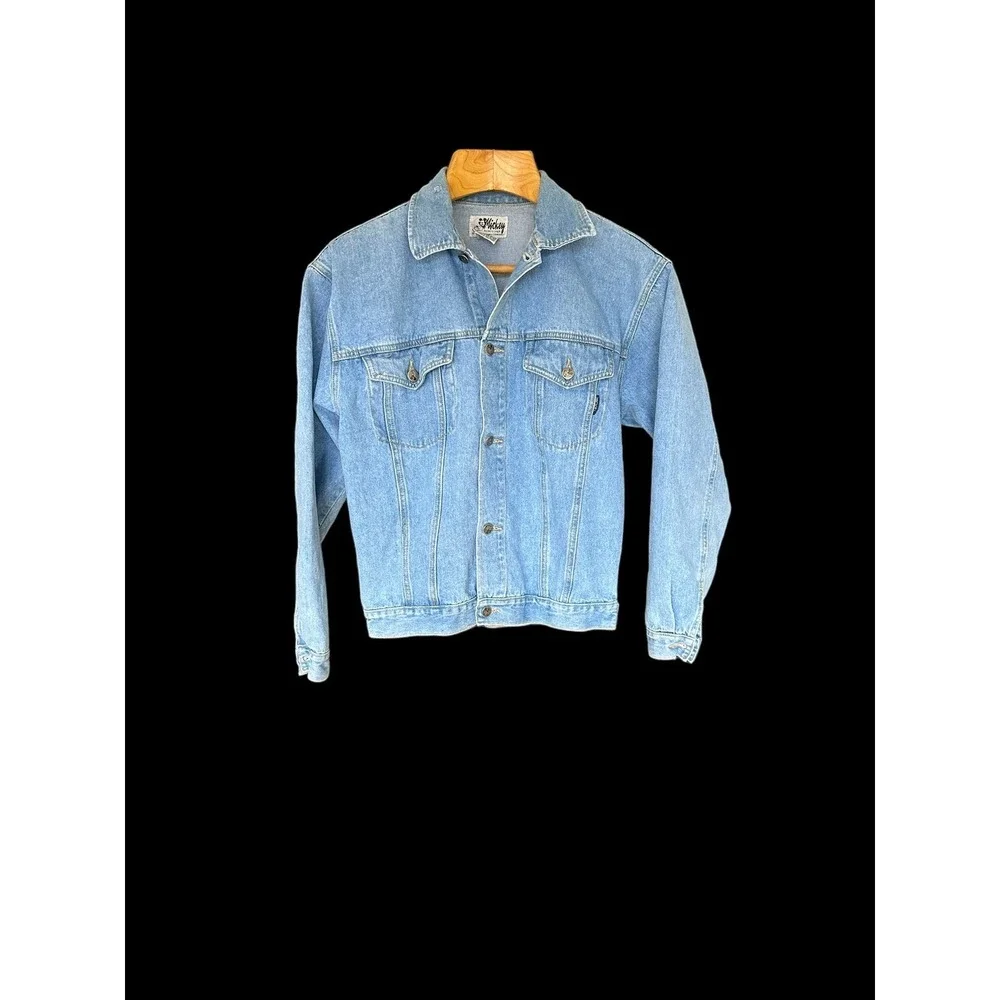 Vintage Mickey M&CO. by Jerry Leigh Art Boho Denim Blue‎ Jean Jacket Sz Medium